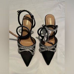 Express Rhinestone Embellished Bow Pumps